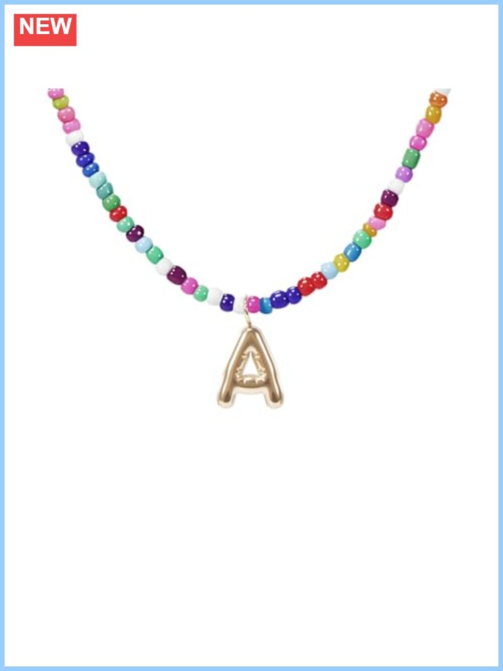 14K Gold Plated Bubble Letter Necklace, Dainty Beaded Choker, Adjustable,